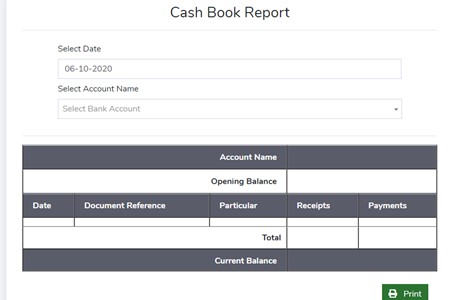 Cash Book Report - Management Reporting - ERP Module – Trading ERP - Enterprise Resource Planning System