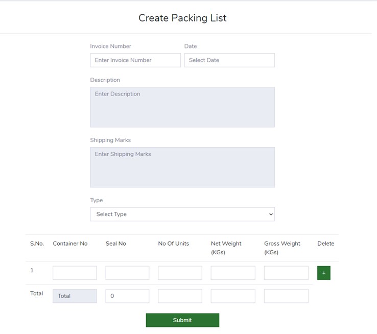 Create Packing List - Sales Module - Trading ERP - Enterprise Resource Planning System
