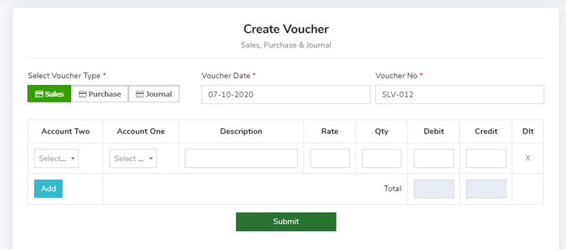 Create Voucher in Sales Purchase and Journal - Finance Module - ERP Module – Trading ERP - Enterprise Resource Planning System