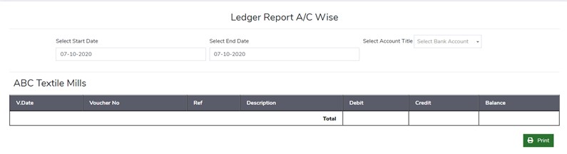 Ledger Report Account wise - Finance Module - ERP Module – Trading ERP - Enterprise Resource Planning System
