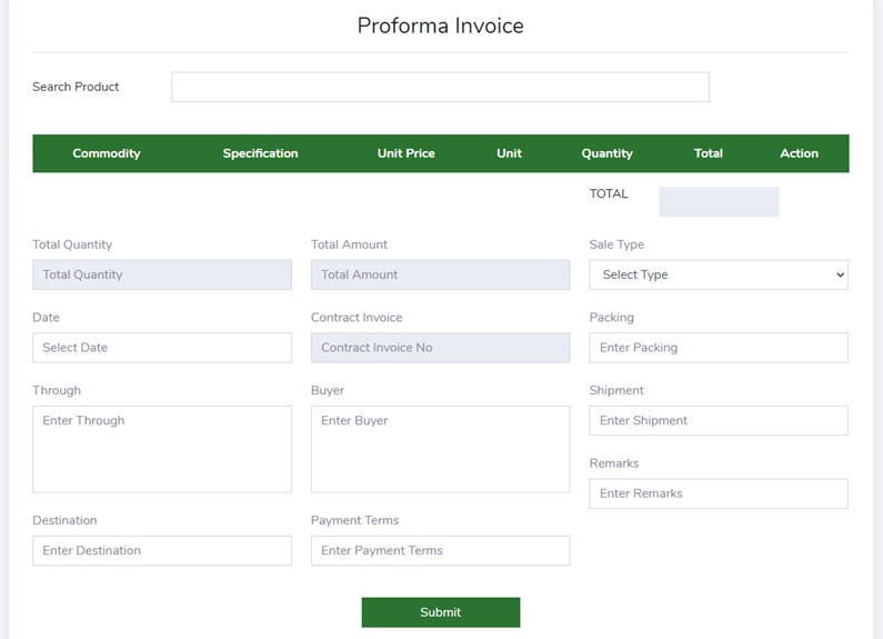 Proforma Invoice - Sales Module - Trading ERP - Enterprise Resource Planning System