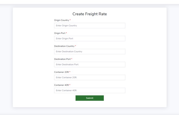 create Freight Rate - Logistics Module – Trading ERP - Enterprise Resource Planning System